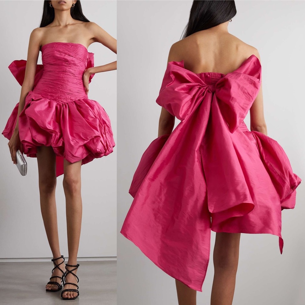 Aje Piacere Bubble Hem Bow Back Mini Dress Fuchsia Pink Size AU 6 US 2 Runway